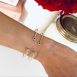 SET OF 2 - PARFOIS  SILVER PLATED & GOLD CUFF DAINTY BRACELETS